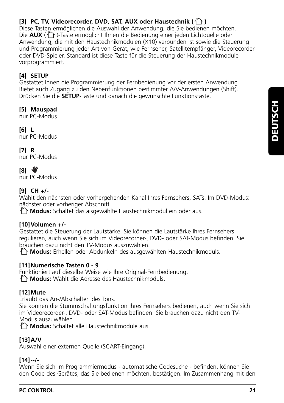 Deutsch | Marmitek PC CONTROL User Manual | Page 21 / 56