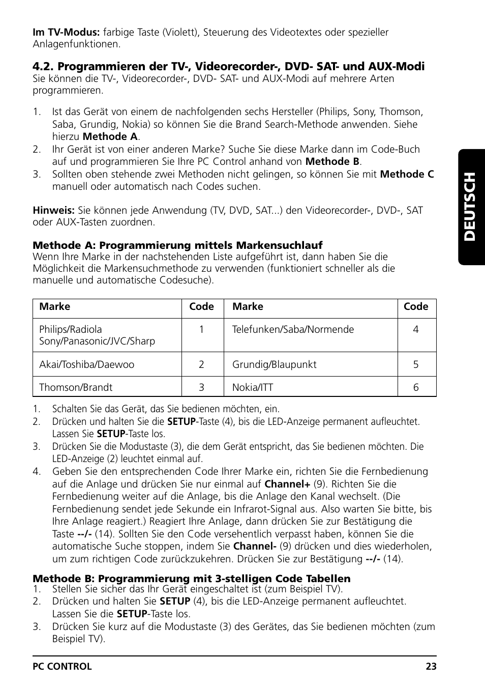 Deutsch | Marmitek PC CONTROL User Manual | Page 23 / 56