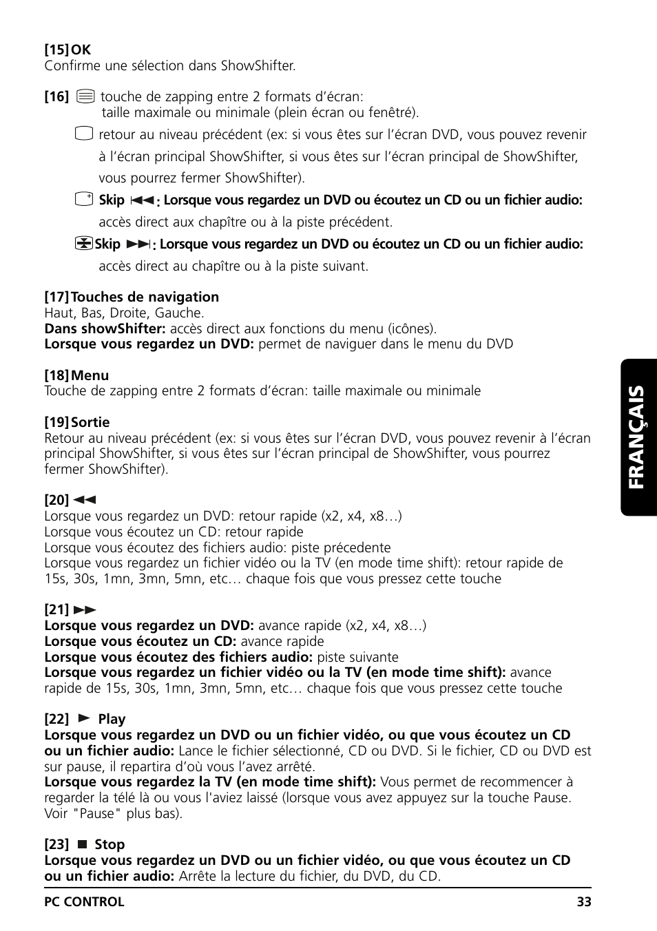 Français | Marmitek PC CONTROL User Manual | Page 33 / 56