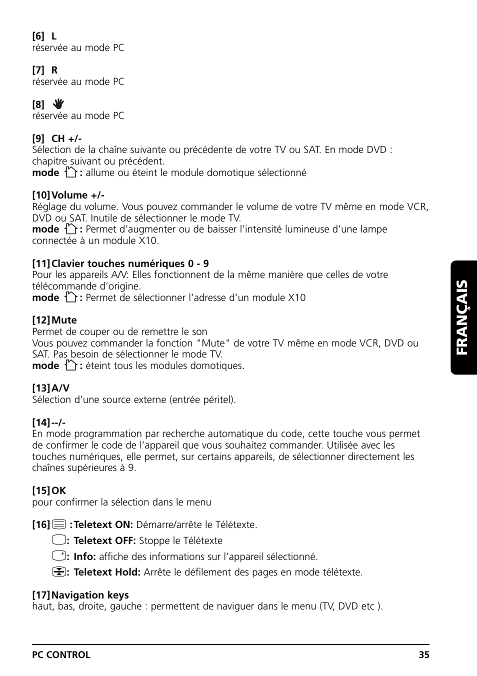 Français | Marmitek PC CONTROL User Manual | Page 35 / 56