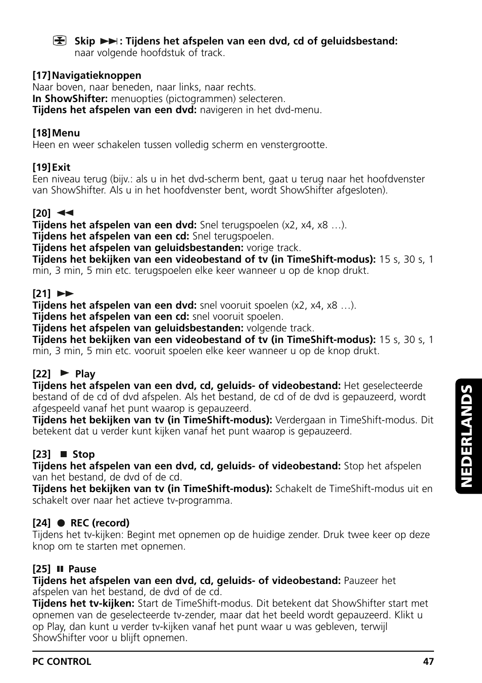 Nederlands | Marmitek PC CONTROL User Manual | Page 47 / 56