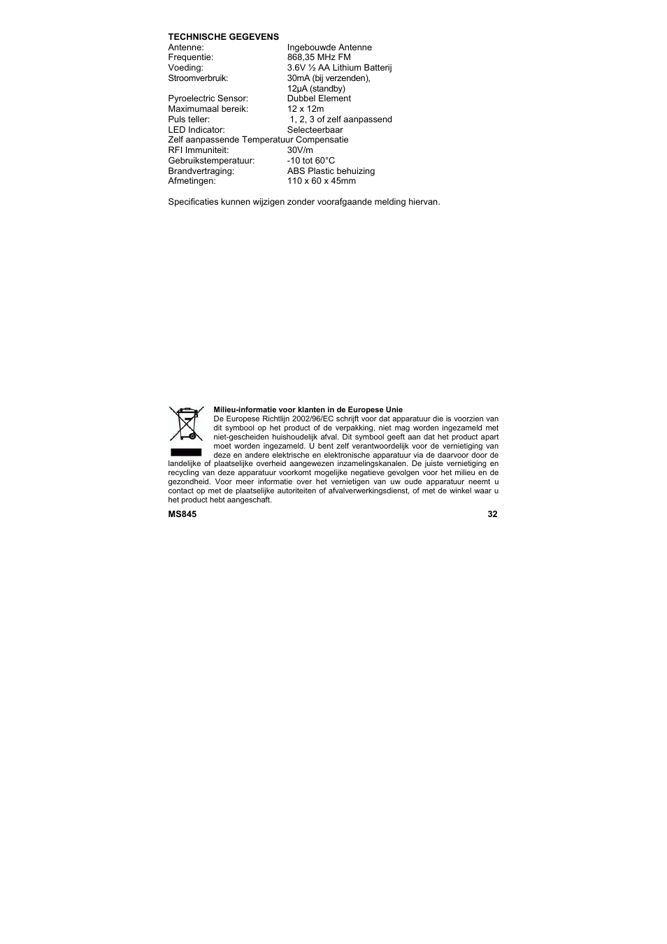 Marmitek MS845 User Manual | Page 33 / 36