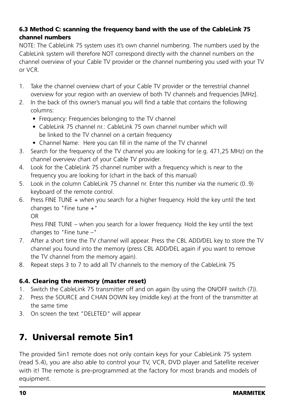 Universal remote 5in1 | Marmitek 20041 User Manual | Page 10 / 68