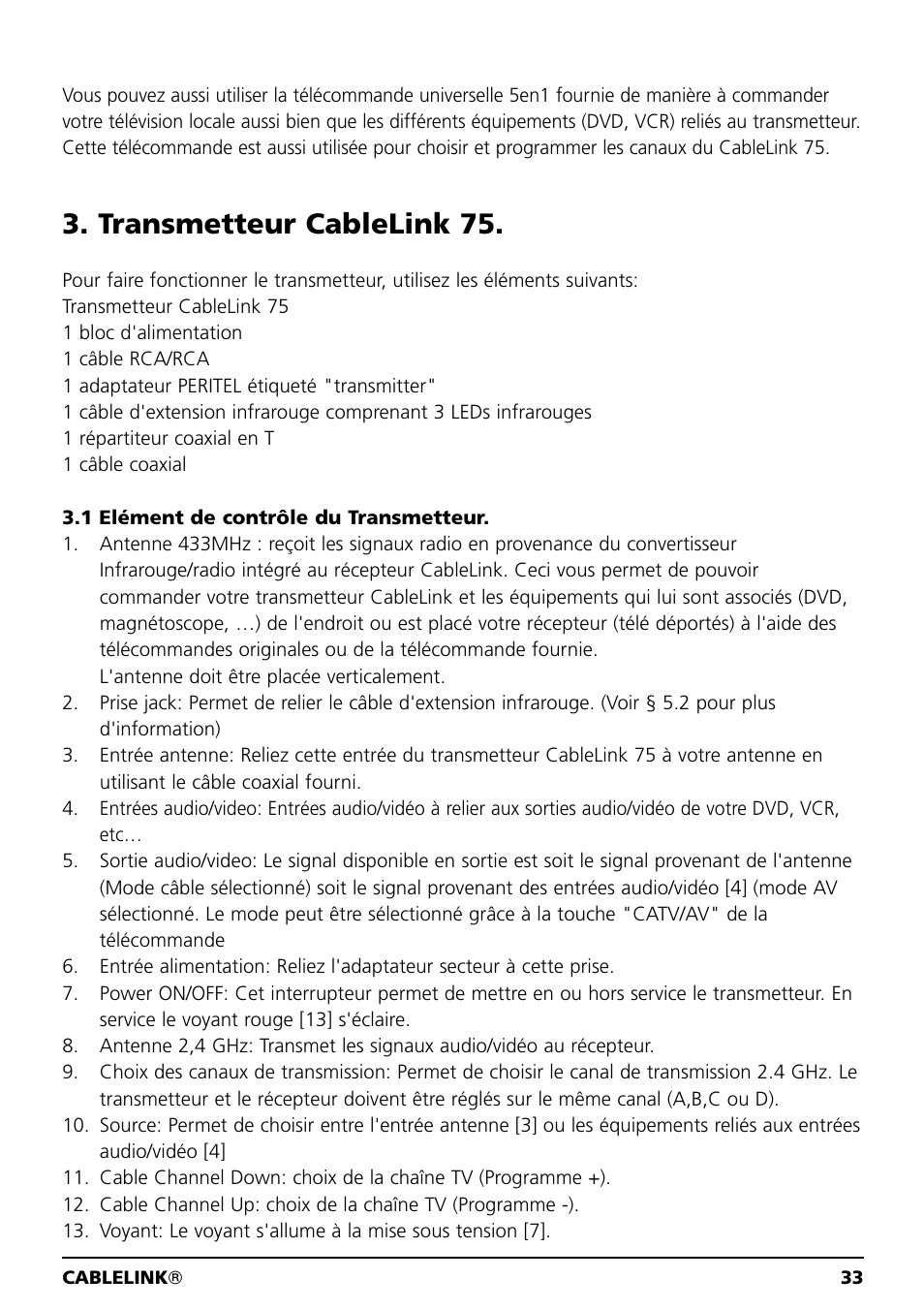 Transmetteur cablelink 75 | Marmitek 20041 User Manual | Page 33 / 68