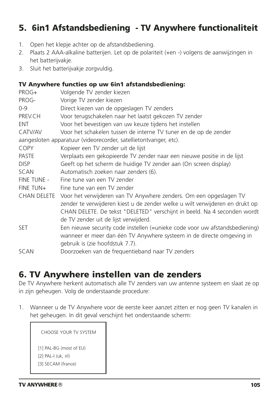 Tv anywhere instellen van de zenders | Marmitek 20095 User Manual | Page 105 / 120