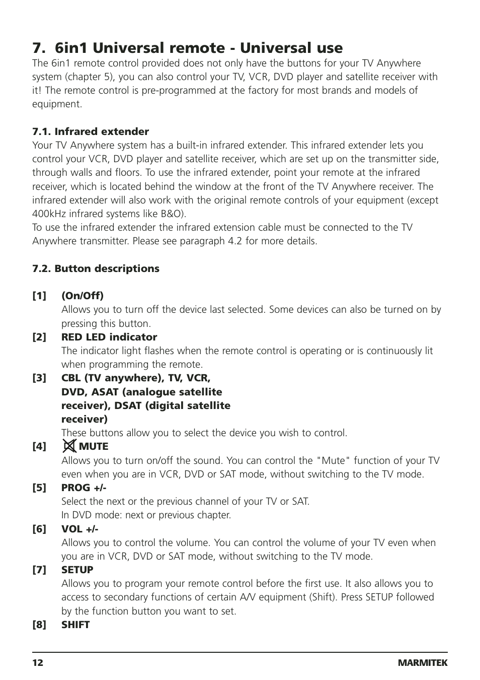 6in1 universal remote - universal use | Marmitek 20095 User Manual | Page 12 / 120