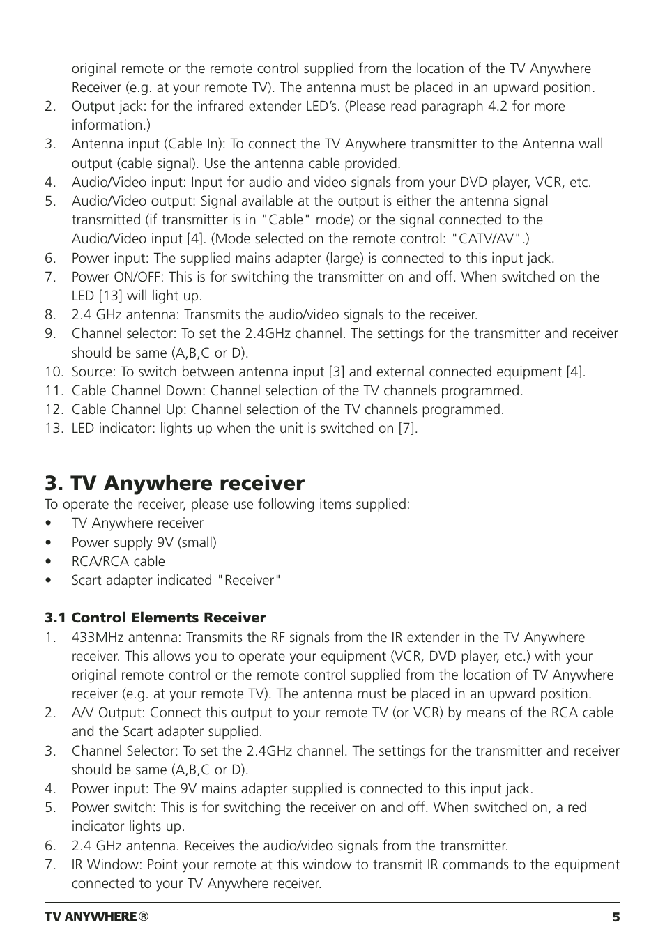 Tv anywhere receiver | Marmitek 20095 User Manual | Page 5 / 120