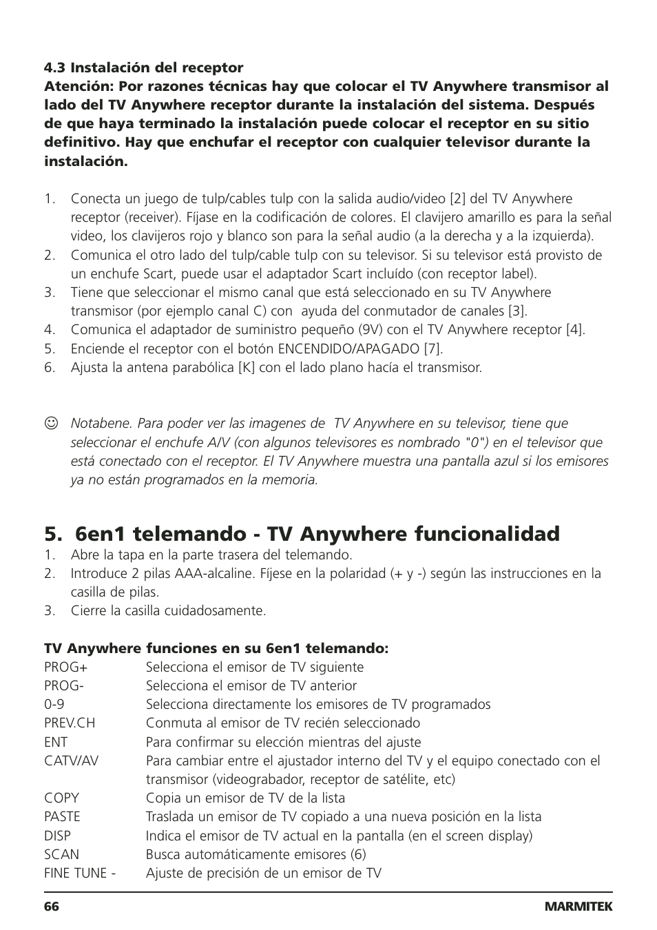 6en1 telemando - tv anywhere funcionalidad | Marmitek 20095 User Manual | Page 66 / 120