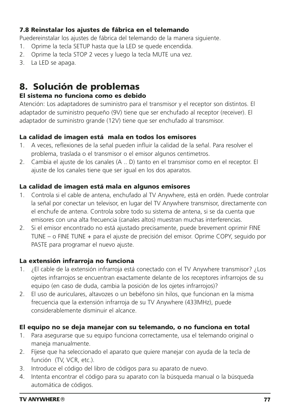 Solución de problemas | Marmitek 20095 User Manual | Page 77 / 120