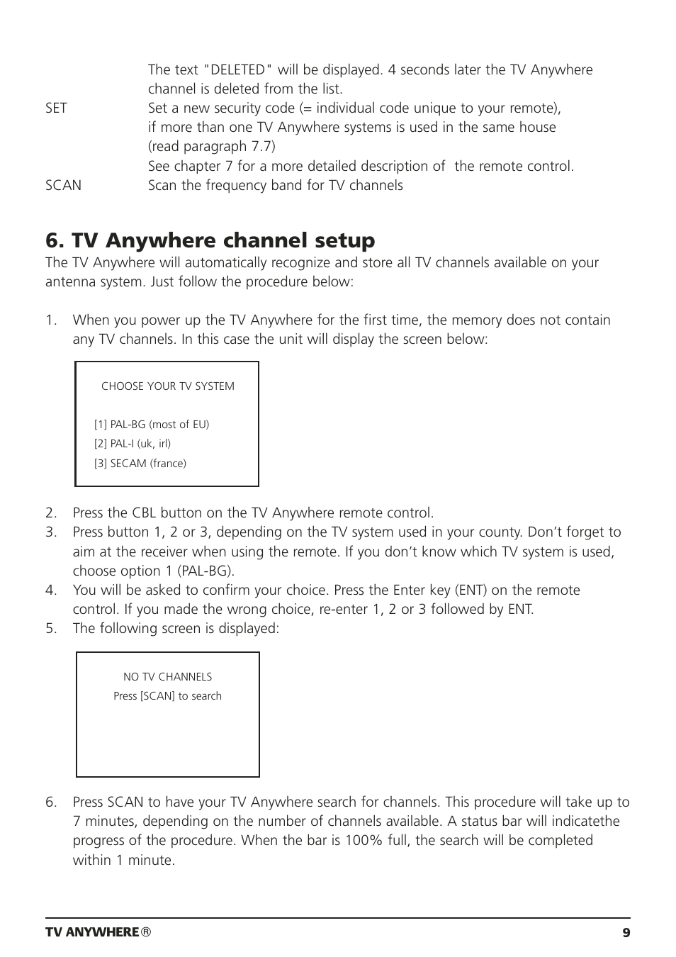 Tv anywhere channel setup | Marmitek 20095 User Manual | Page 9 / 120