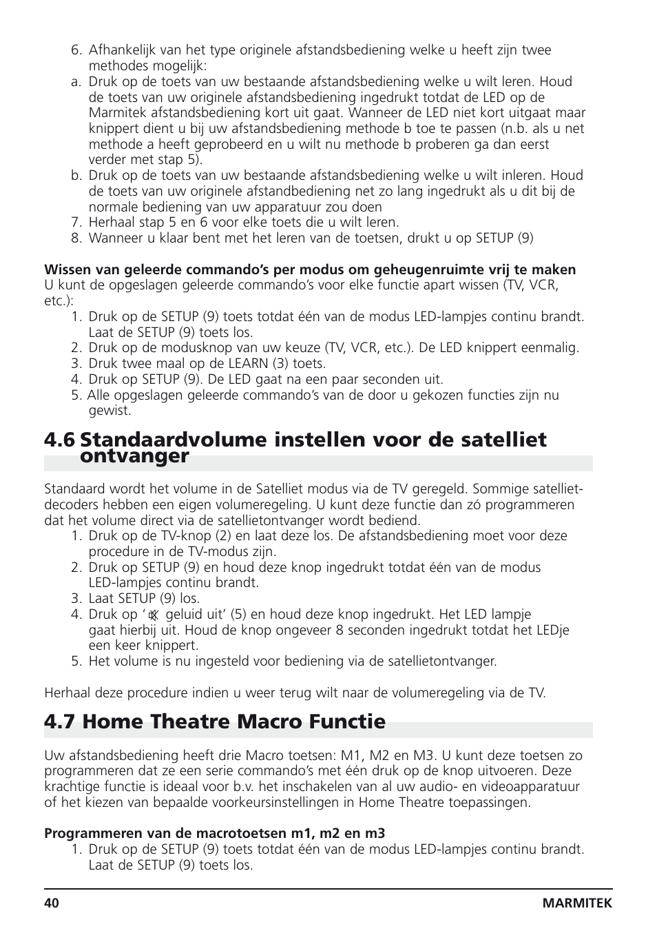 7 home theatre macro functie | Marmitek Easycontrol 6 User Manual | Page 40 / 44