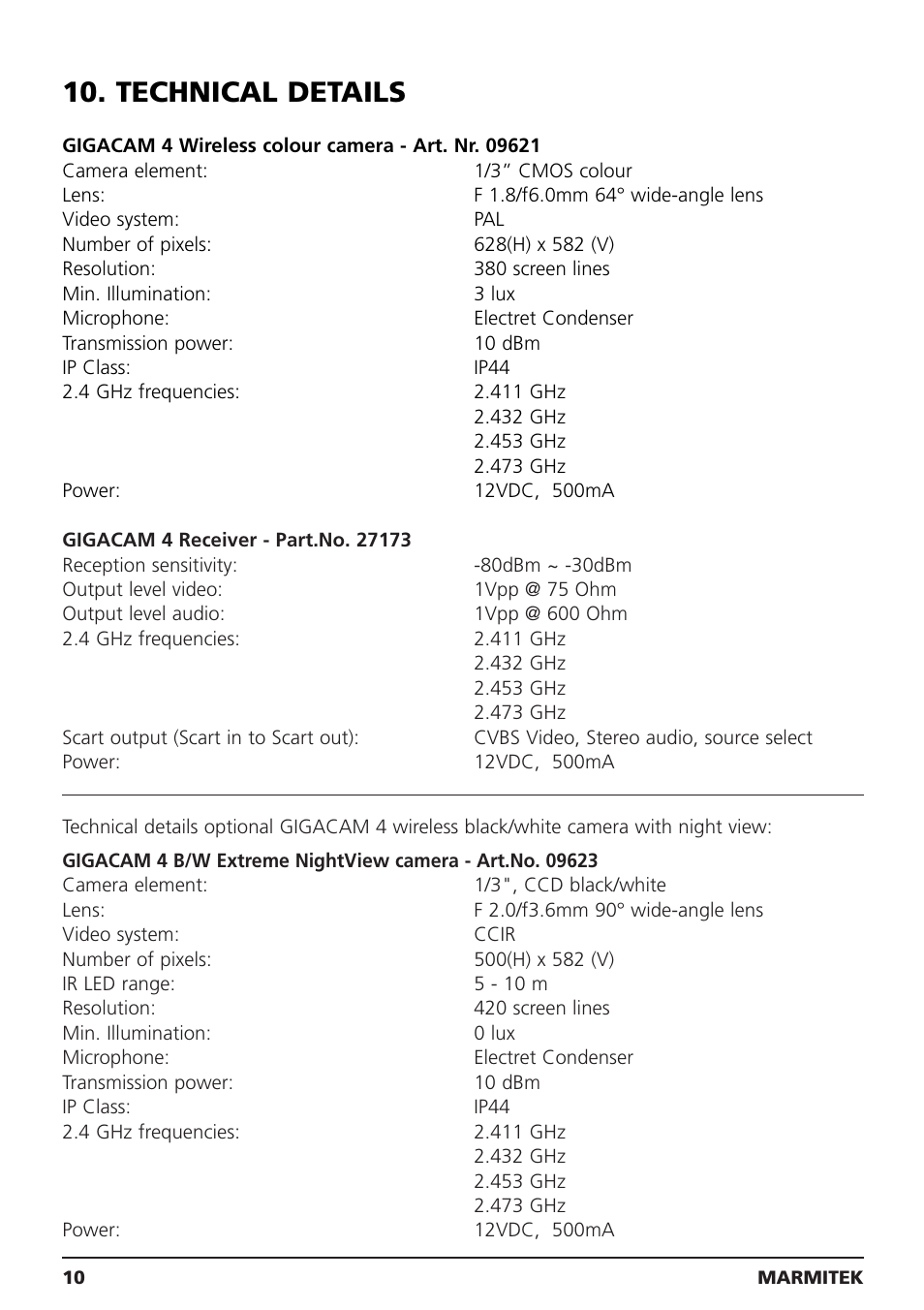 Technical details | Marmitek MEGACAM4 User Manual | Page 10 / 36