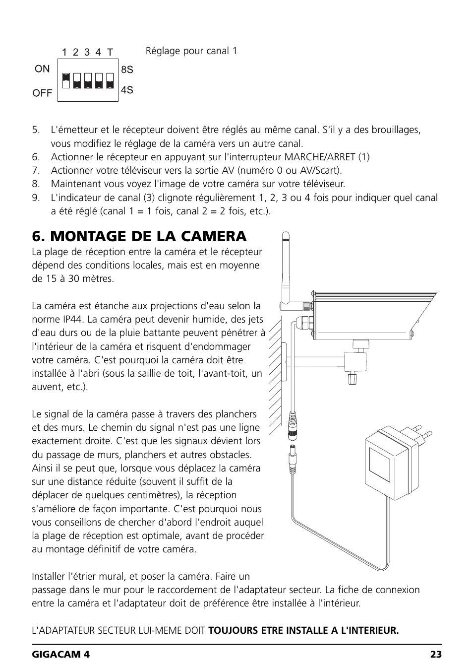 Montage de la camera | Marmitek MEGACAM4 User Manual | Page 23 / 36