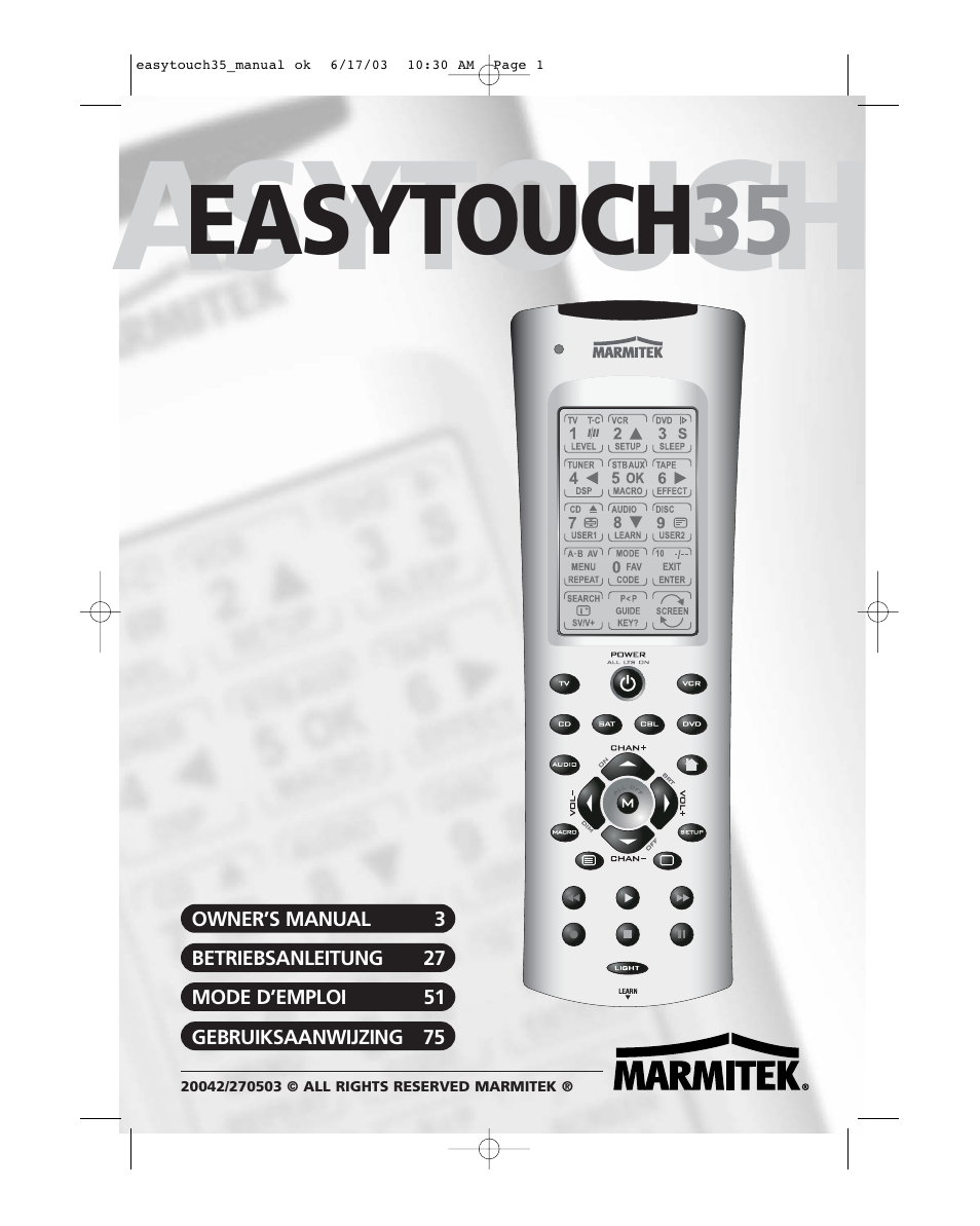 Marmitek EasyTouch35 User Manual | 25 pages