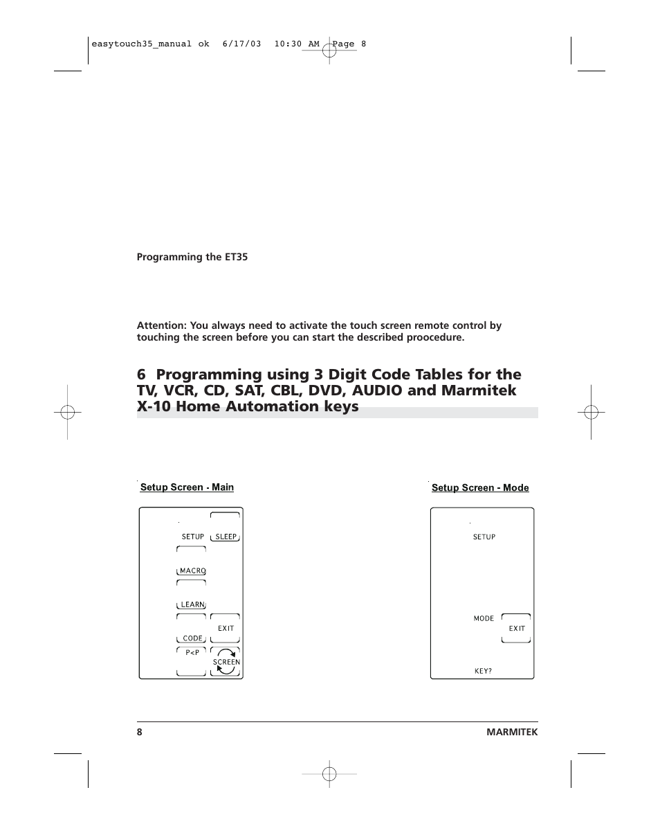 Easytouch 8.pdf | Marmitek EasyTouch35 User Manual | Page 8 / 25