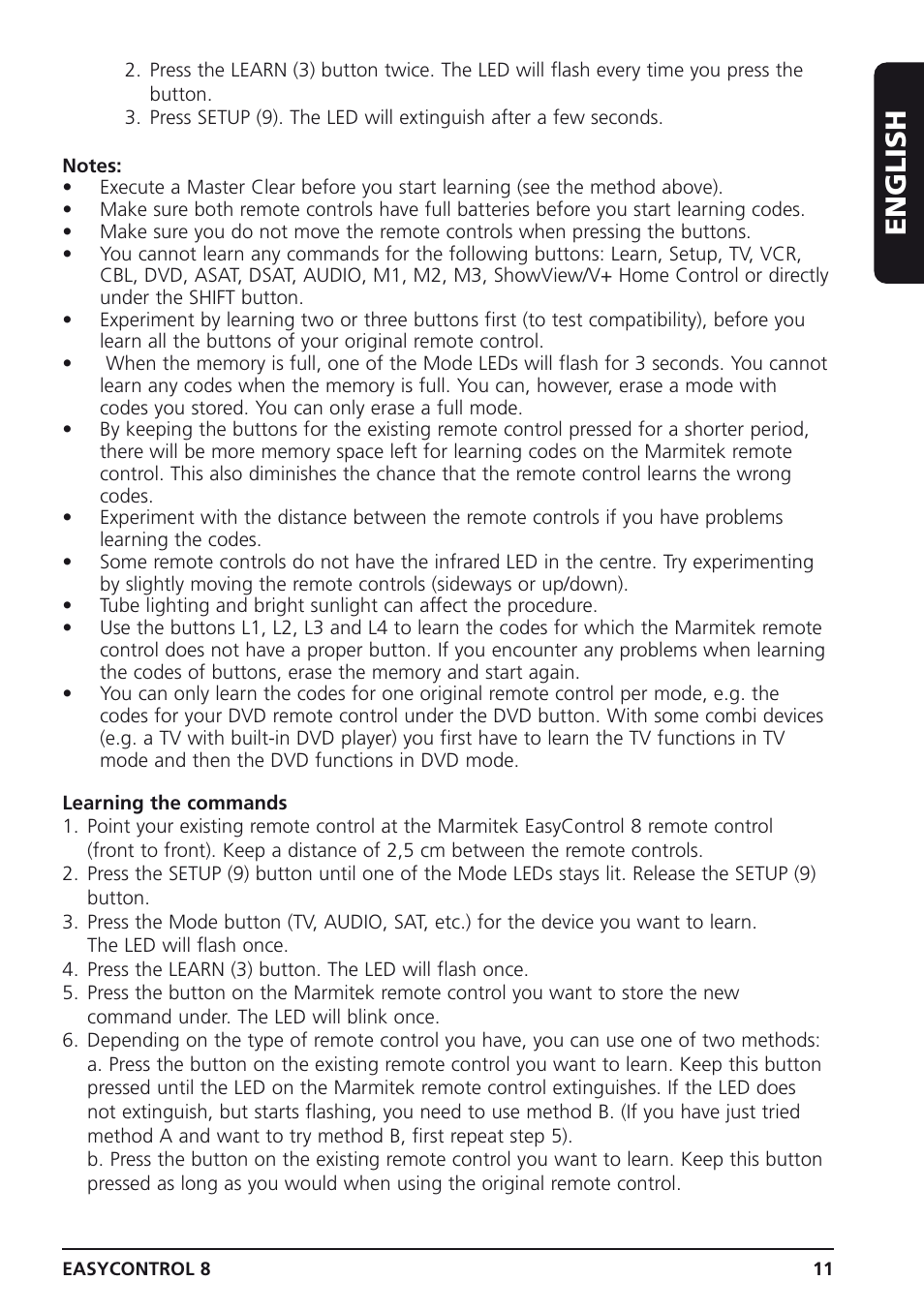 English | Marmitek Easycontrol 8 User Manual | Page 11 / 56