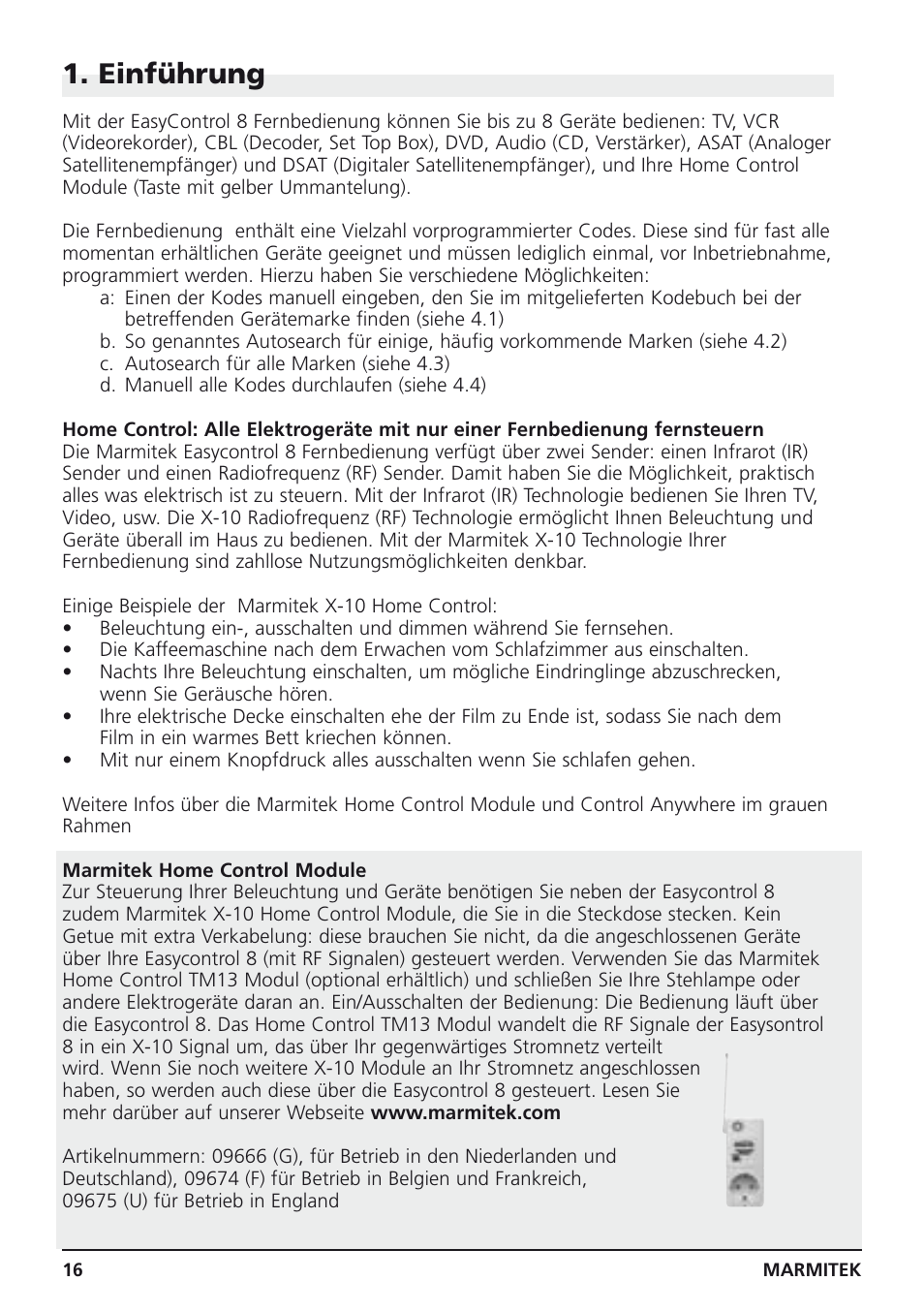 Einführung | Marmitek Easycontrol 8 User Manual | Page 16 / 56