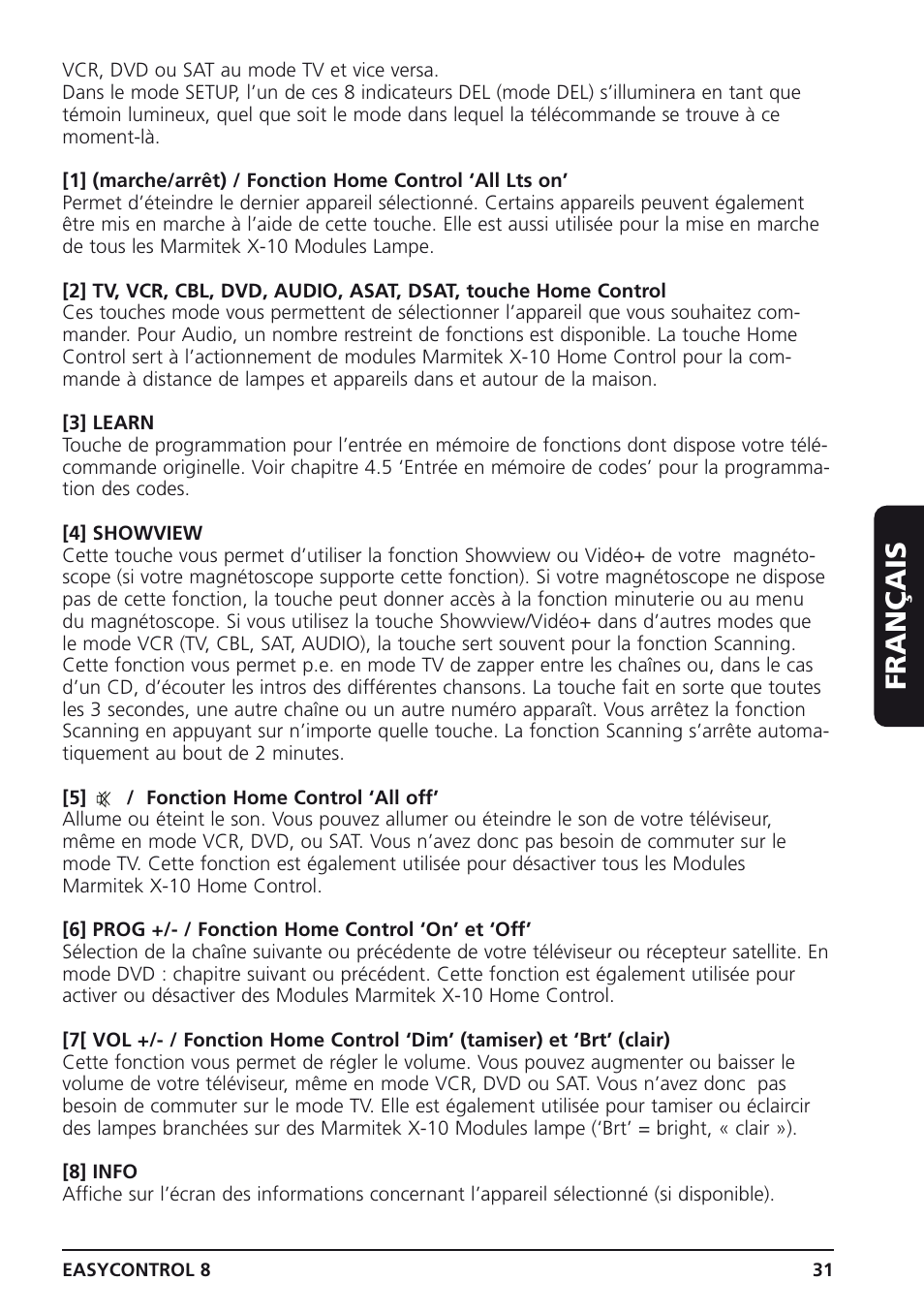 Français | Marmitek Easycontrol 8 User Manual | Page 31 / 56