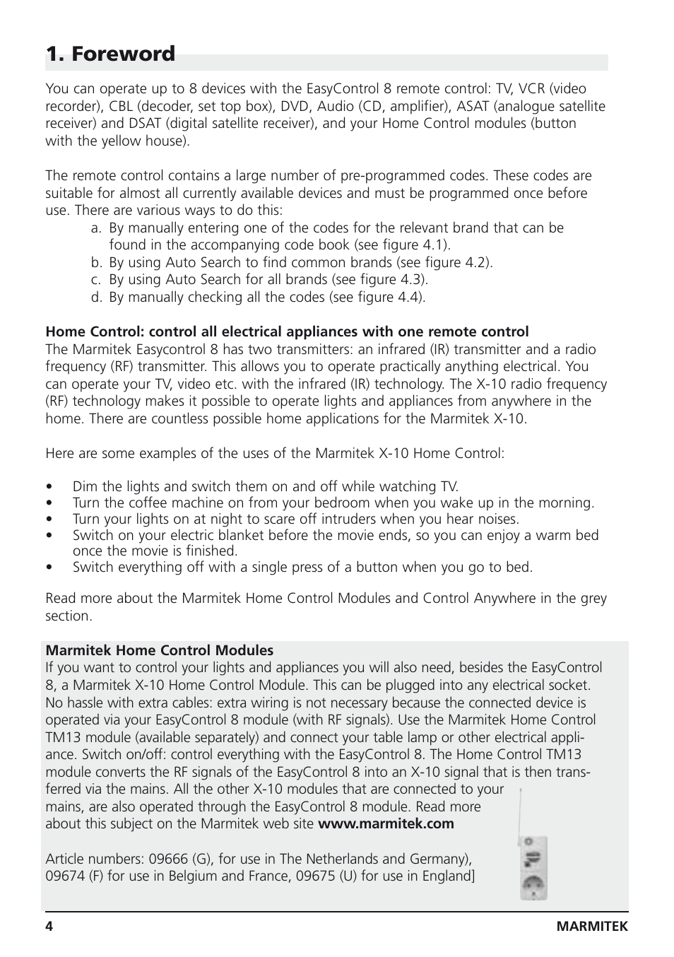 Foreword | Marmitek Easycontrol 8 User Manual | Page 4 / 56