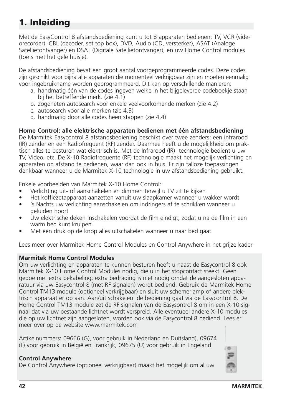 Inleiding | Marmitek Easycontrol 8 User Manual | Page 42 / 56