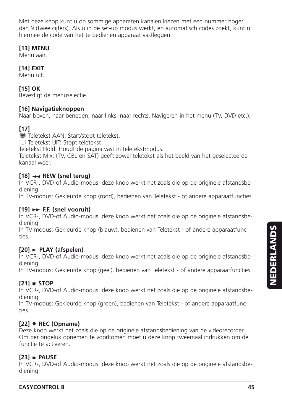 Nederlands | Marmitek Easycontrol 8 User Manual | Page 45 / 56