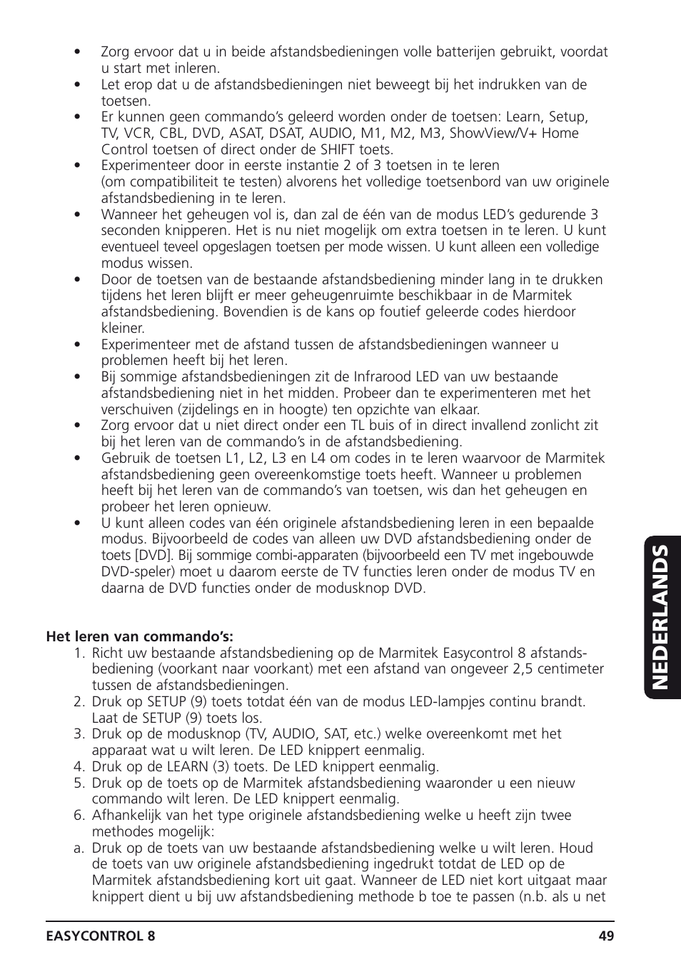 Nederlands | Marmitek Easycontrol 8 User Manual | Page 49 / 56