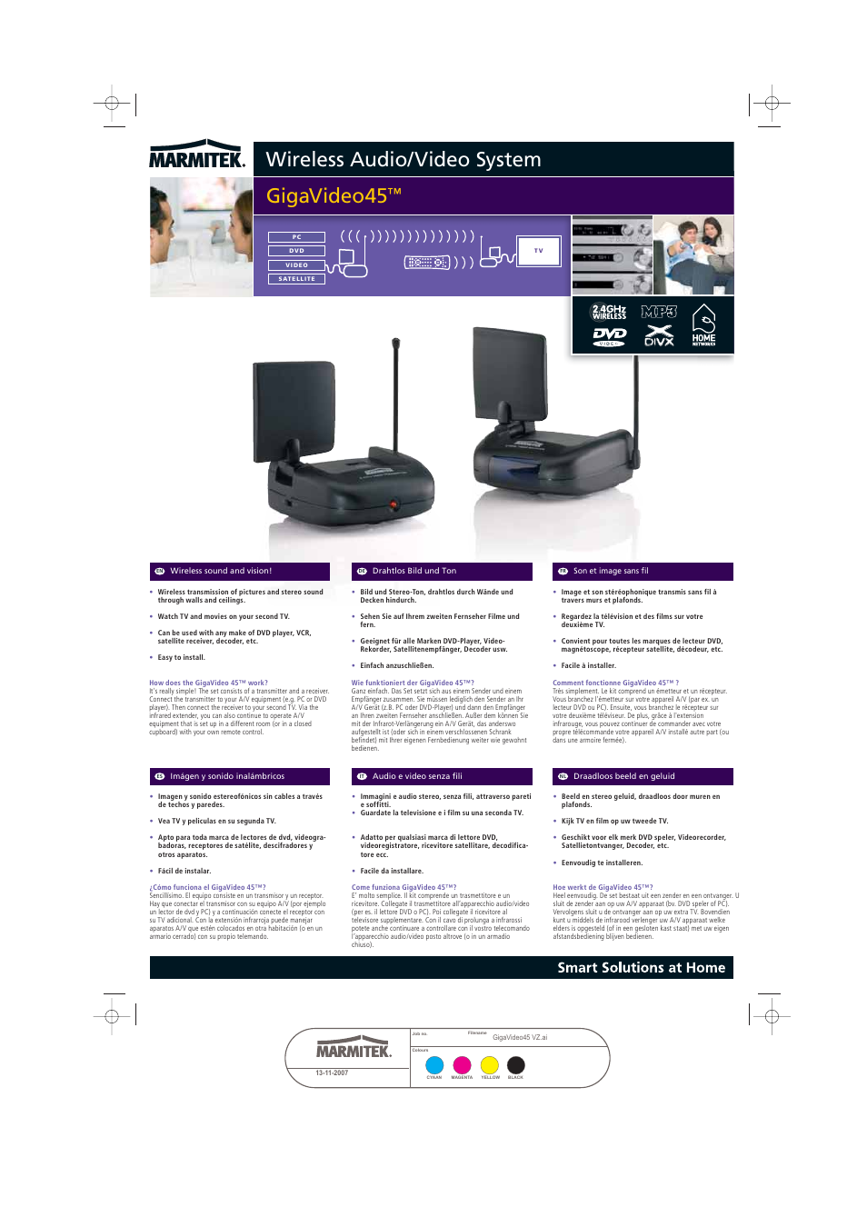 Marmitek Wireless Audio/Video System GigaVideo45 User Manual | 2 pages