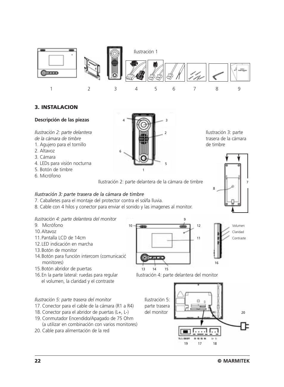 Instalacion | Marmitek VIDEO DOORPHONE User Manual | Page 22 / 40