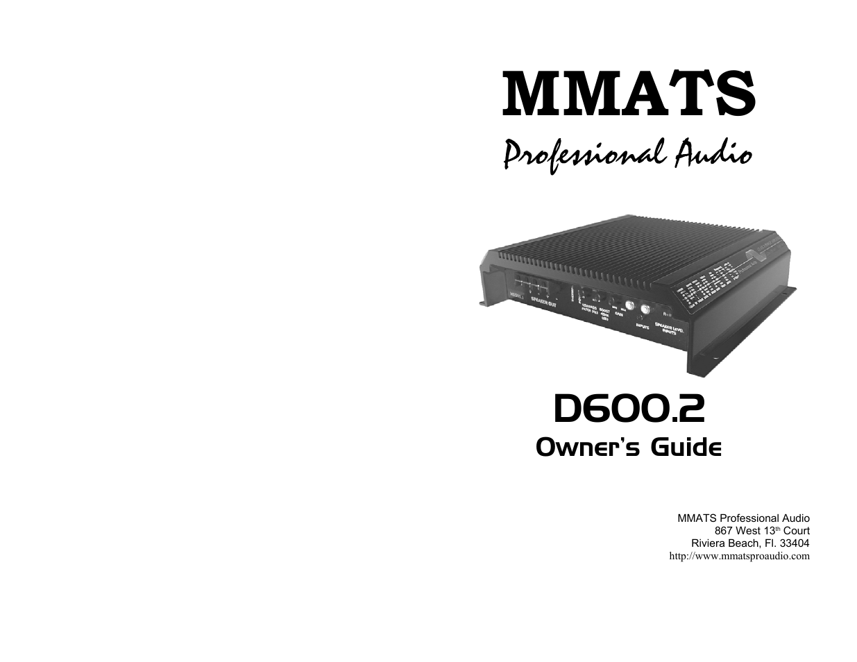 MMATS Professional Audio D600.2 User Manual | 4 pages