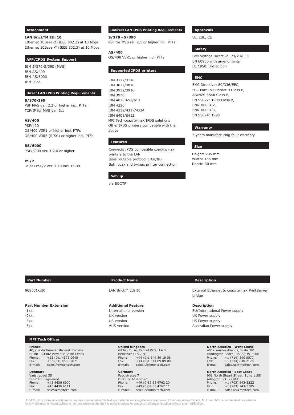 MPI Technologies LAN Brick Eth 10 User Manual | Page 2 / 2