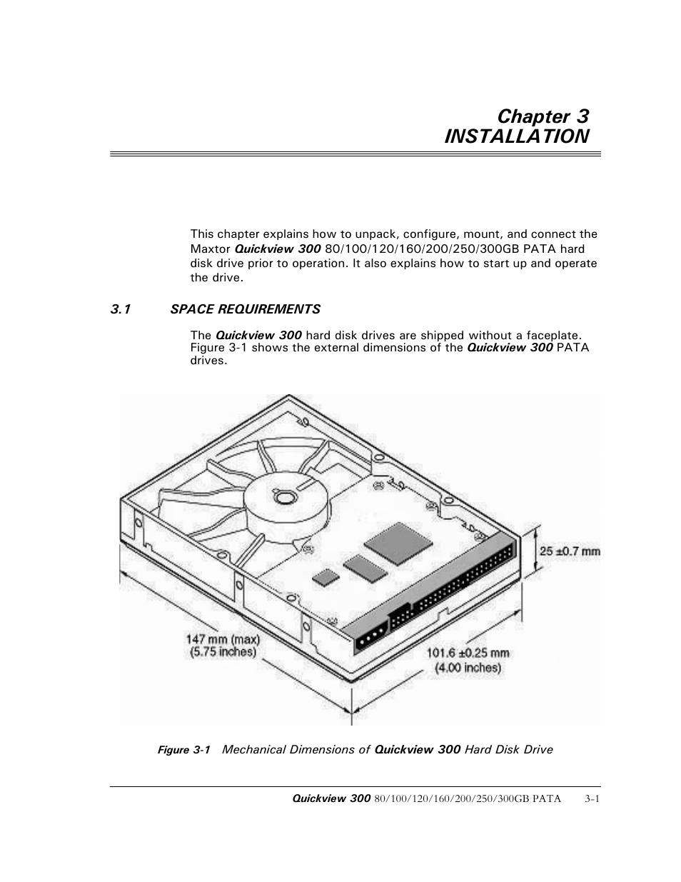 Chapter 3 installation | Maxtor QUICKVIEW 300 User Manual | Page 17 / 73