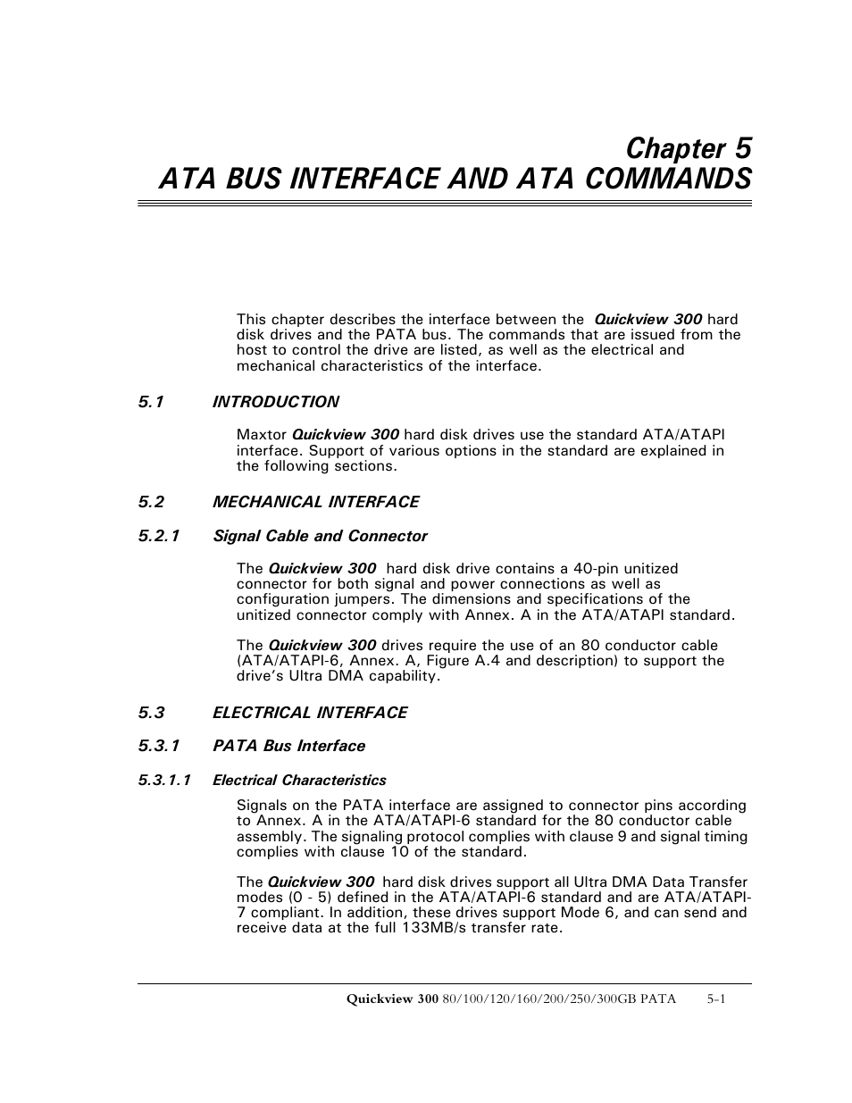 Chapter 5 ata bus interface and ata commands | Maxtor QUICKVIEW 300 User Manual | Page 43 / 73