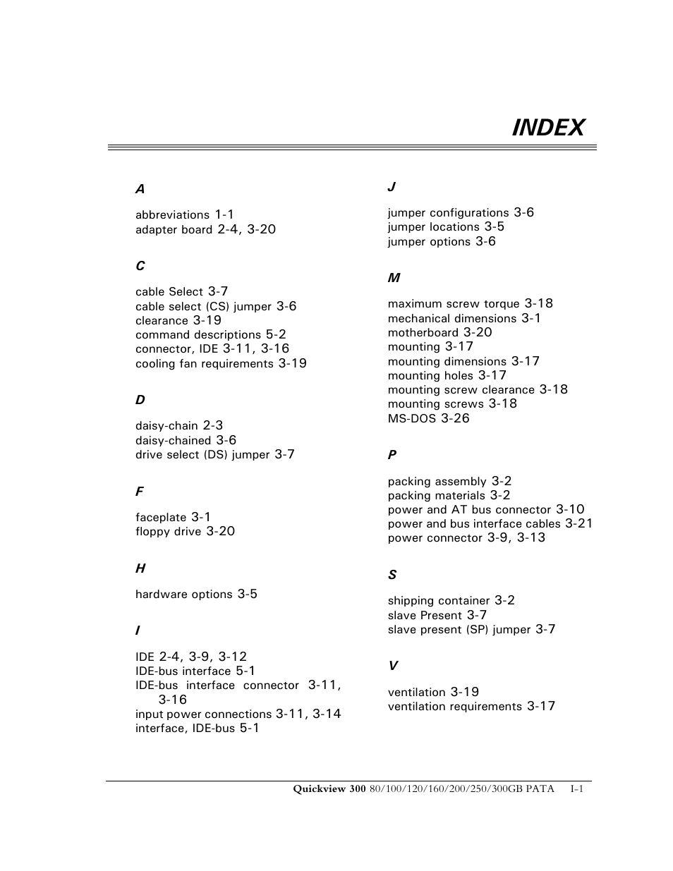 Index | Maxtor QUICKVIEW 300 User Manual | Page 73 / 73