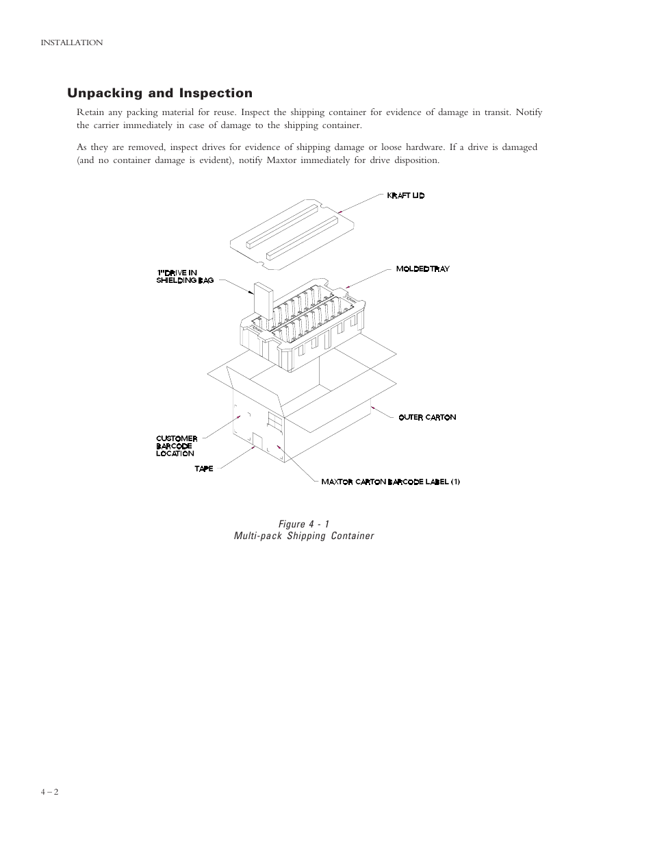 Unpacking and inspection | Maxtor 4320 User Manual | Page 24 / 71