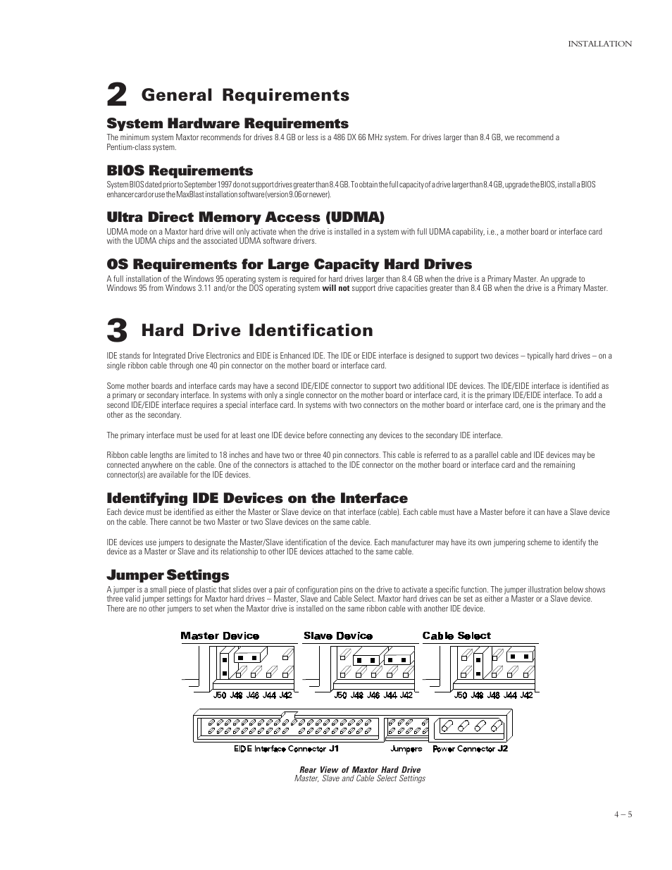 Hard drive identification, General requirements | Maxtor 4320 User Manual | Page 27 / 71