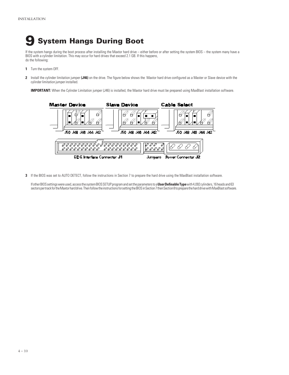 System hangs during boot | Maxtor 4320 User Manual | Page 32 / 71