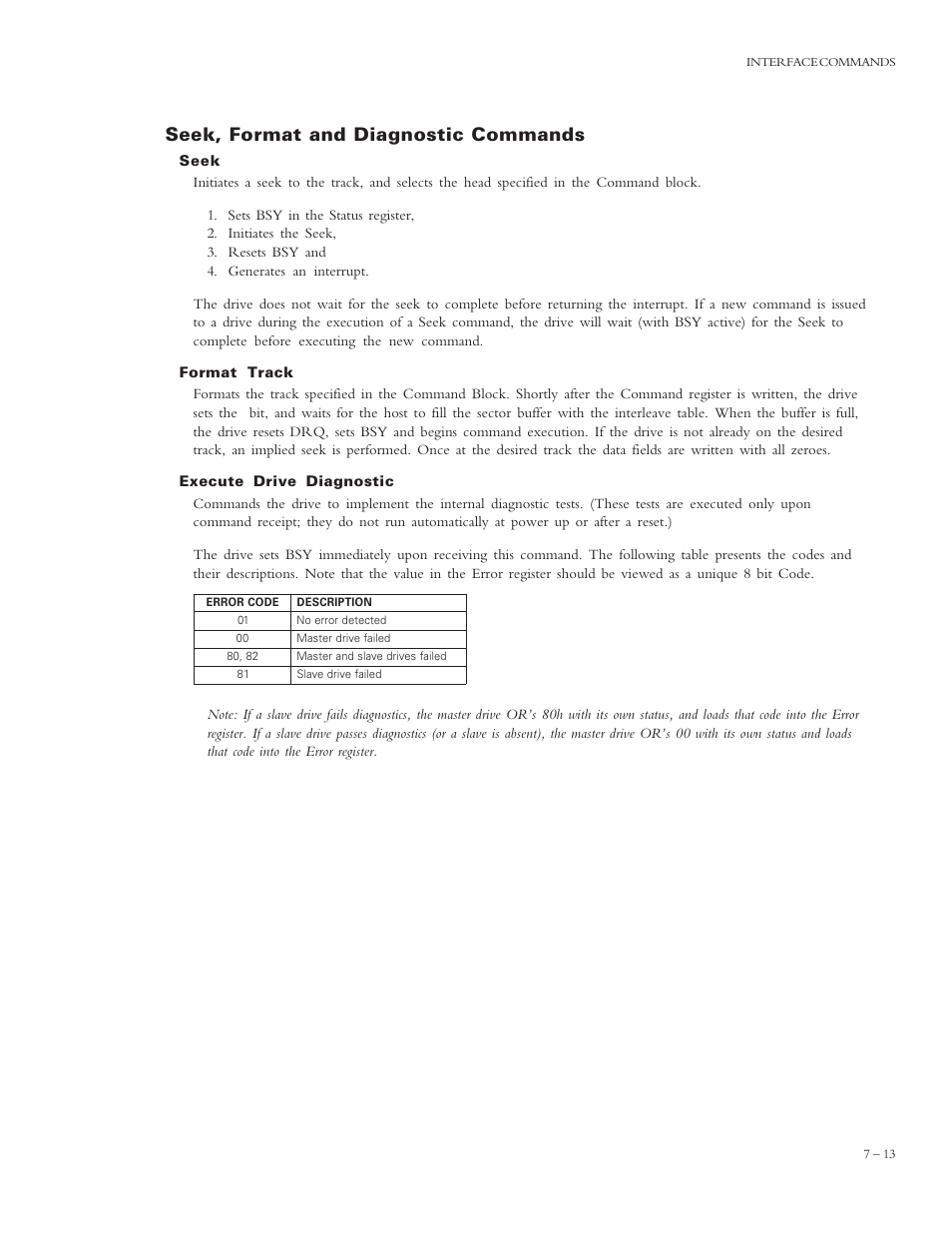 Seek, format and diagnostic commands | Maxtor 4320 User Manual | Page 61 / 71