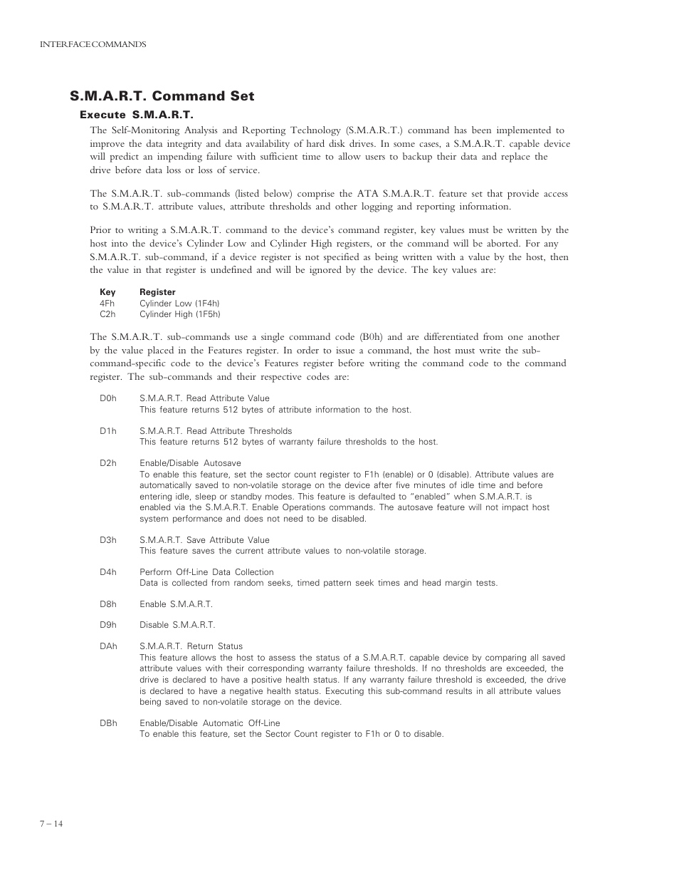 S.m.a.r.t. command set | Maxtor 4320 User Manual | Page 62 / 71