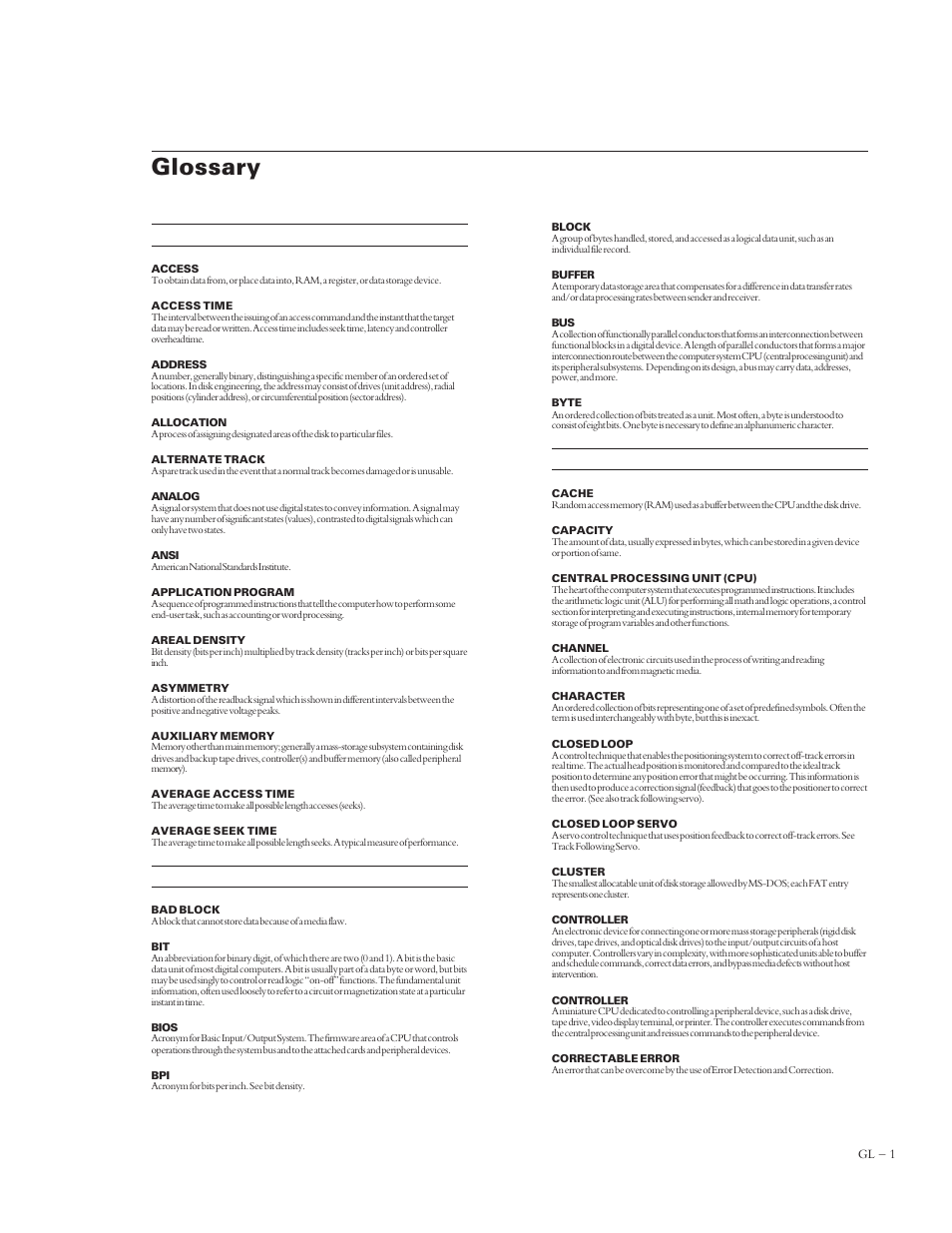 Glossary | Maxtor 4320 User Manual | Page 65 / 71