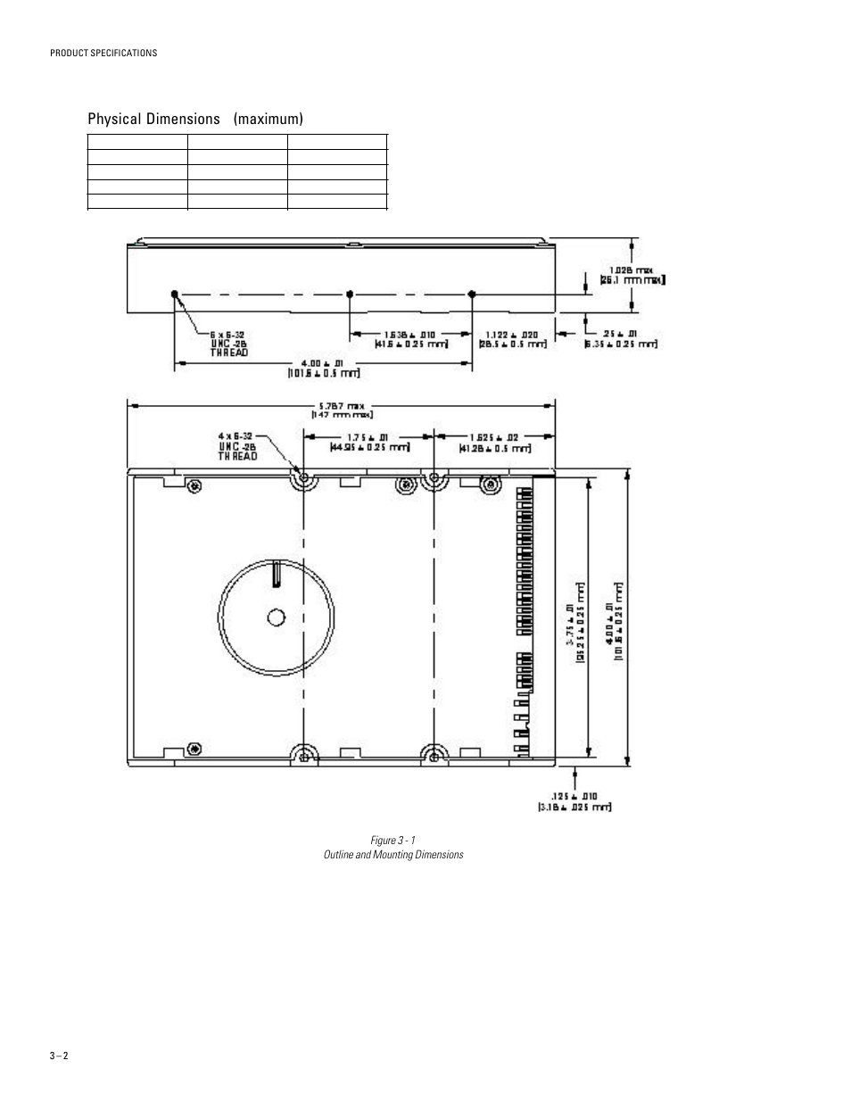 Physical dimensions (maximum) | Maxtor DIAMONDMAX 91536H2 User Manual | Page 16 / 63