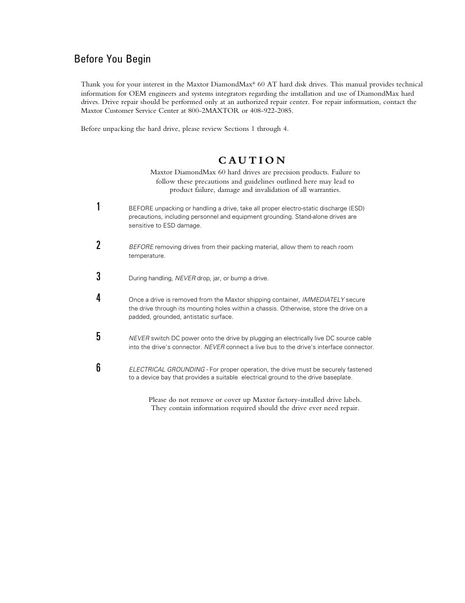 Before you begin | Maxtor DIAMONDMAX 91536H2 User Manual | Page 2 / 63