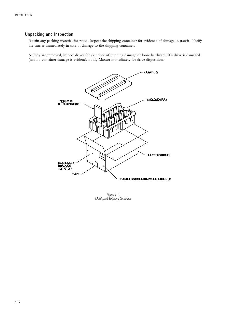 Unpacking and inspection | Maxtor DIAMONDMAX 91536H2 User Manual | Page 21 / 63