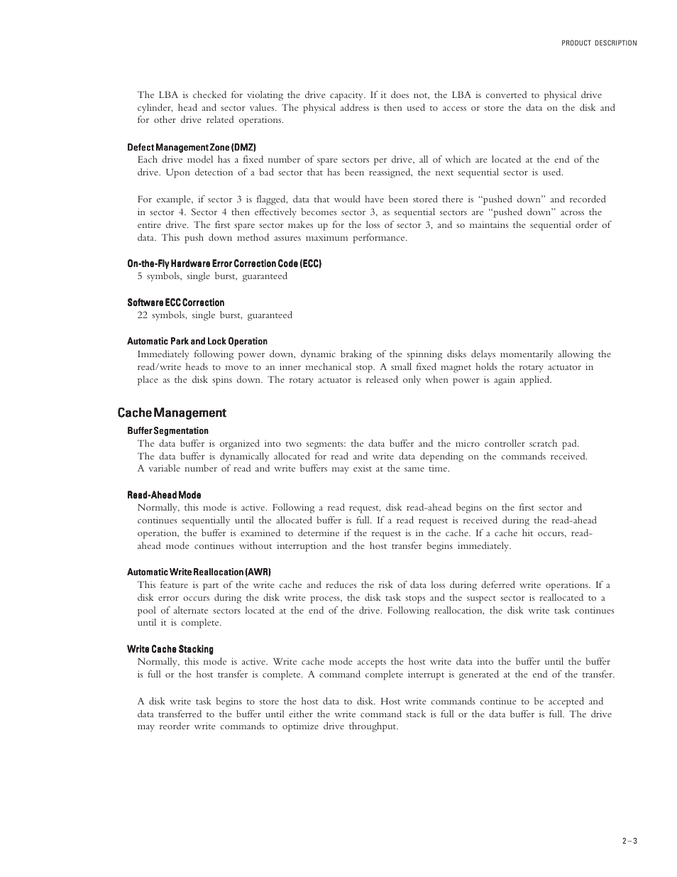 Cache management | Maxtor DIAMONDMAX PLUS 40 54098U8 User Manual | Page 12 / 62