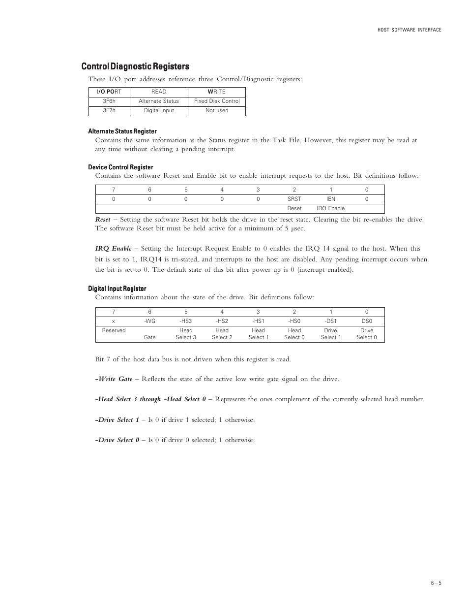 Control diagnostic registers | Maxtor DIAMONDMAX PLUS 40 54098U8 User Manual | Page 39 / 62