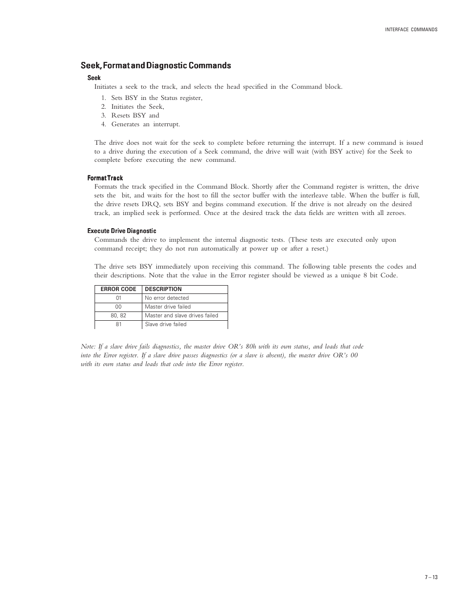 Seek, format and diagnostic commands | Maxtor DIAMONDMAX PLUS 40 54098U8 User Manual | Page 53 / 62