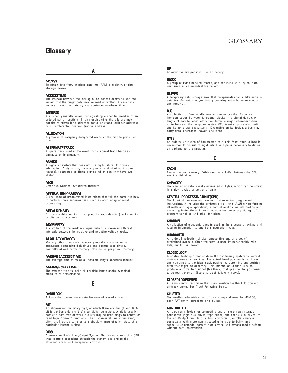 Glossary, Aaa aa | Maxtor DIAMONDMAX PLUS 40 54098U8 User Manual | Page 57 / 62