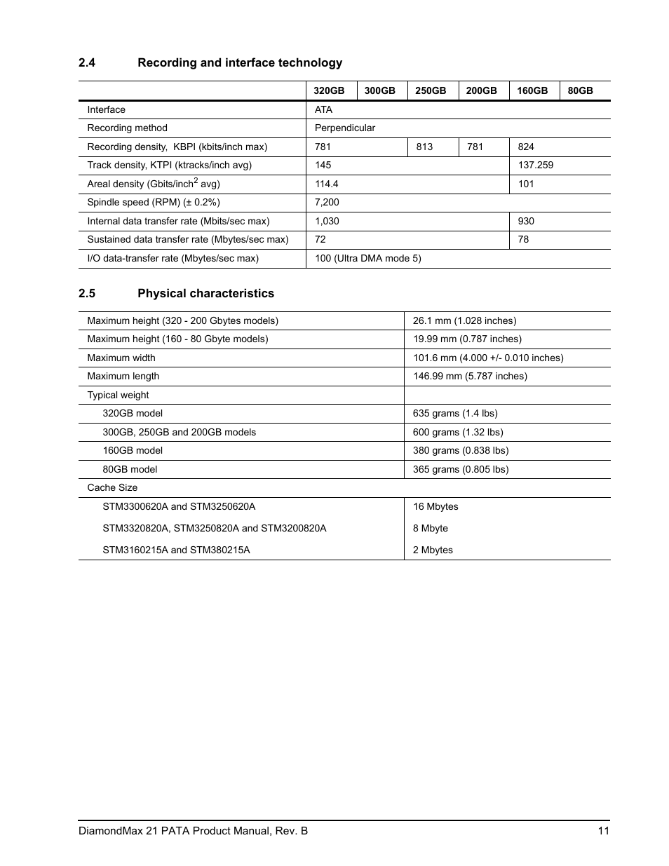 4 recording and interface technology, 5 physical characteristics, Recording and interface technology | Physical characteristics | Maxtor DIAMONDMAX 21 PATA STM3300620A User Manual | Page 17 / 50