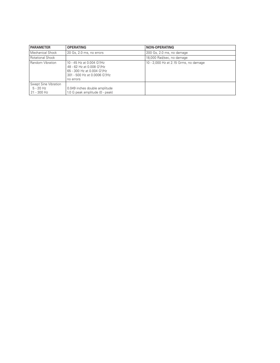 Reliability specifications, Shock and vibration | Maxtor DIAMONDMAXTM PLUS 5120 92048D8 User Manual | Page 21 / 71