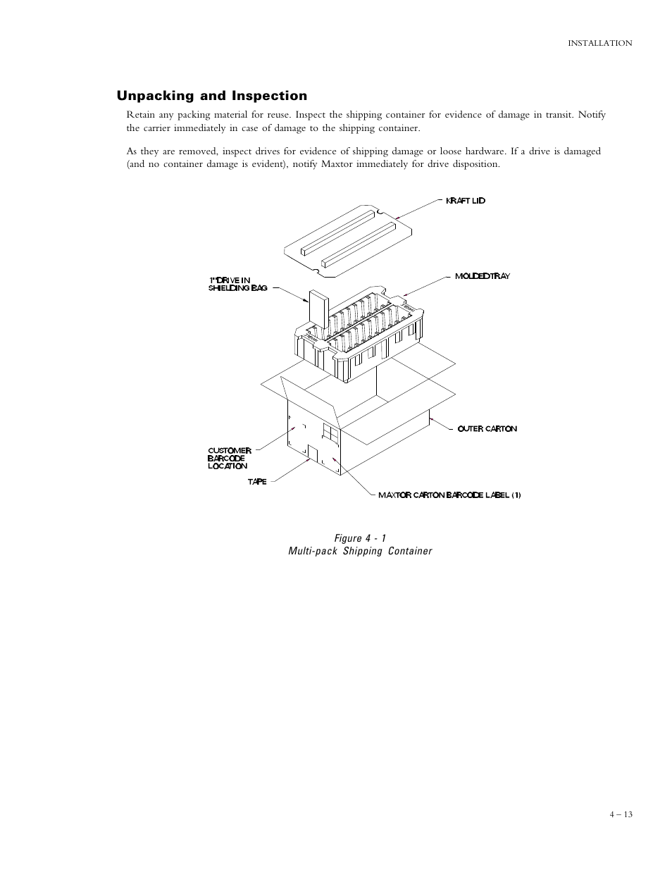 Unpacking and inspection | Maxtor DIAMONDMAXTM PLUS 5120 92048D8 User Manual | Page 24 / 71