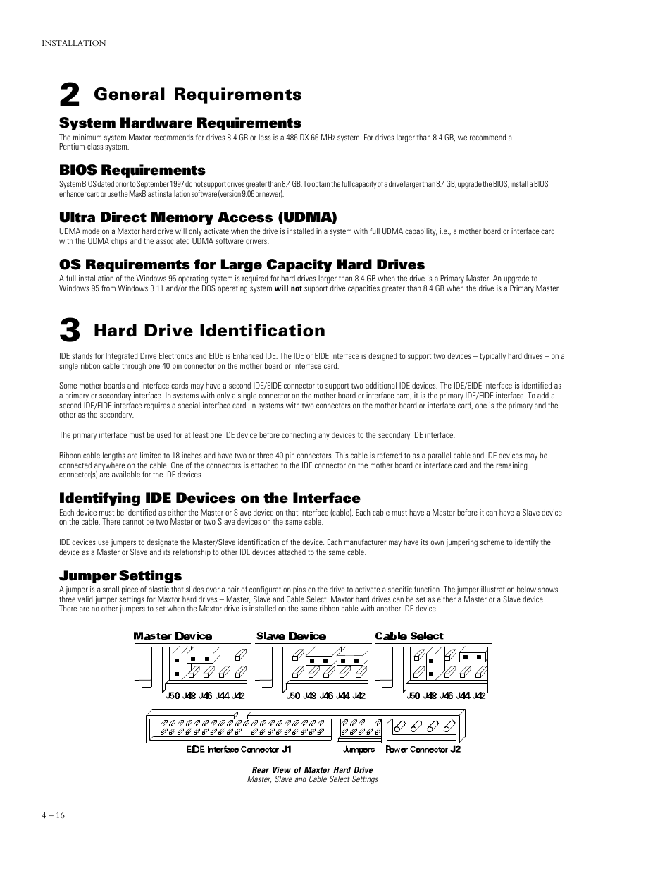 Hard drive identification, General requirements | Maxtor DIAMONDMAXTM PLUS 5120 92048D8 User Manual | Page 27 / 71